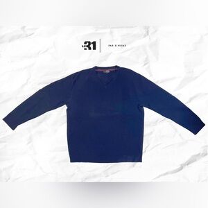 Le 31 par Simons Navy V-Neck Lambswool Sweater